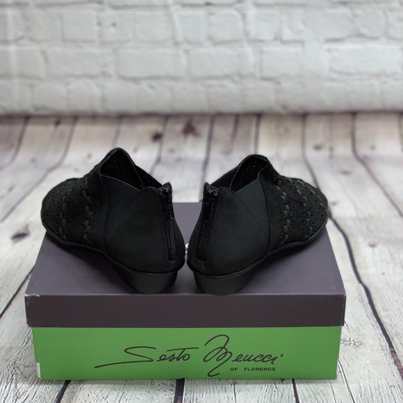 NEW Sesto Meucci Black Wedge Bootie PeepToe US 5.5 - Picture 3 of 5
